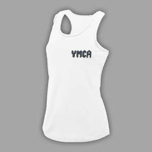 YMCA Womens White Vest with YMCA in Dark Grey (JC015W)